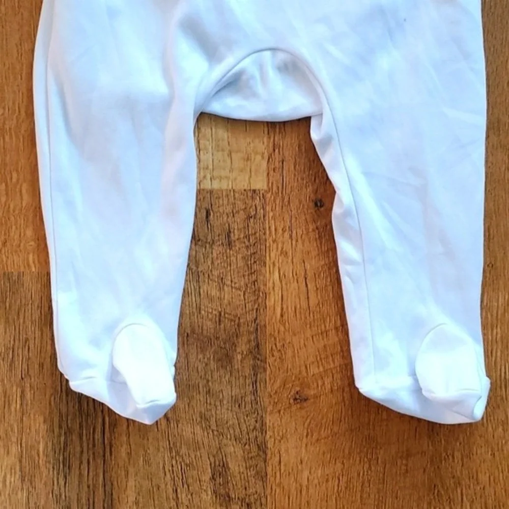Kayce Hughes Unisex White Drop Seat Pima Cotton Pajamas‎ Size 9M
